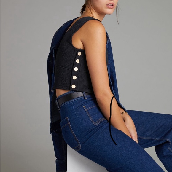 Anthropologie Maeve Side-Button Crop Top - Picture 2 of 7